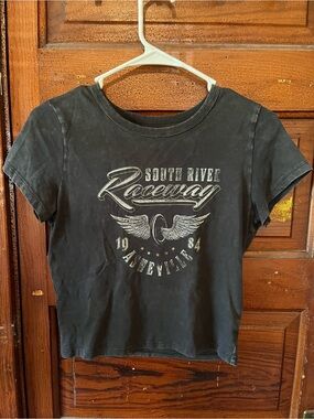 Hollister Black 'Raceway' Graphic Short Sleeve Tee